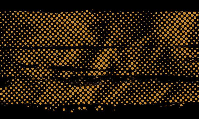 Abstract Rough Yellow Dotted Halftone Retro Paper Spilled Ink Print Distressed Texture Filter with Dark Background