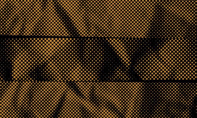 Abstract Rough Distressed Yellow Dotted Halftone Retro Paper Spilled Ink Print Texture Filter with Dark Background