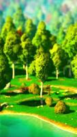 paisagem dos desenhos animados com colinas e floresta video