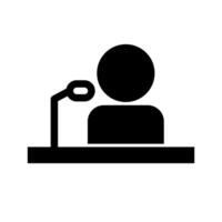 Icon of a microphone and a person giving a speech. vector
