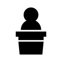 Silhouette icon of a person speaking at a podium. vector