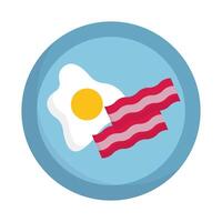 frito huevo y tocino icono. desayuno icono. vector