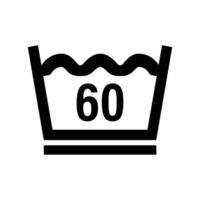 Wash at 60 degree icon. Water temperature 60C. Wash temperature 60. Laundry symbol. vector