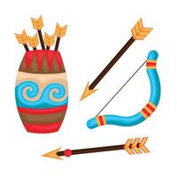 Cute Archery Culture Traditional Native American Indians Symbol Cartoon Illustration Clipart Sticker vector