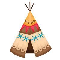 Cute Houses Culture Traditional Native American Indians Symbol Cartoon Illustration Clipart Sticker vector