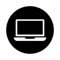 Laptop round icon. Computer. vector