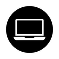 Laptop round icon. Computer. vector