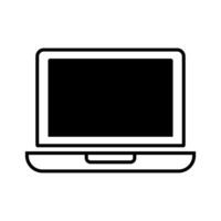 Laptop icon with a pitch black screen. vector