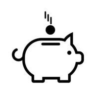Putting money in a piggy bank. vector