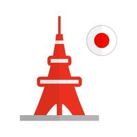 Tokyo Tower and Japanese flag icon. vector