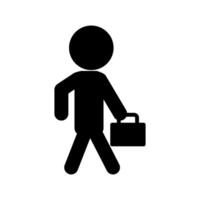 A person walking with a briefcase. Going to work. vector