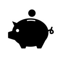 cerdito banco silueta icono. símbolo de ahorro. vector