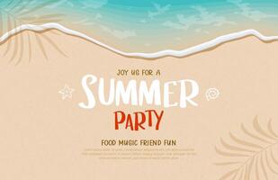 Summer party with soft waves and foam on the sandy beach. vector