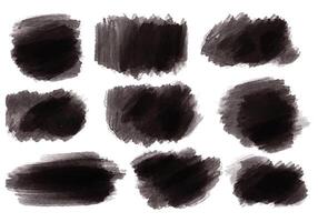 Ink paint black brush stroke splatter set design vector