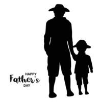 Happy father's day with dad and children silhouettes on white background vector