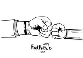 Happy fathers day the parent touch the hand of a small child sketch design vector