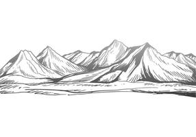 Beautiful hand draw landscape with mountain sketch design vector