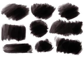 Ink paint black brush stroke splatter set design vector