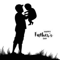 Happy father's day with dad and children silhouettes on white background vector