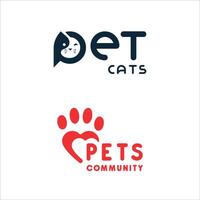 Pet cats pet care text based wordmark logo design template vector