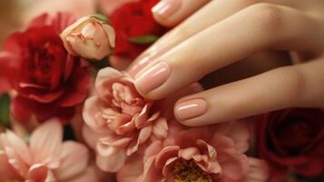red pink manicure nail polish treatment beauty, ai photo