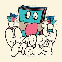 Happy Mood Groovy Characters Retro. vector