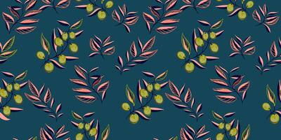 Abstract artistic branches with creative olive l printing with tiny leaf stems. hand drawing sketch. vector