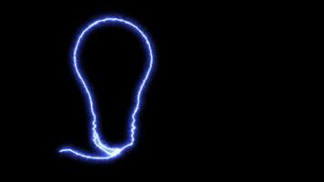 se stesso disegno animazione uno continuo linea disegno, logo, elettrico leggero lampadina, idea.ardente blu fiamma, energia video