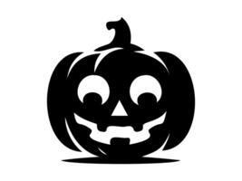 Black silhouette of Halloween pumpkin. Art. Whimsical Jack-o-lantern with a menacing grin. Isolated on white surface. Concept of Halloween, festive decor, autumn celebration, spooky symbol. Icon vector