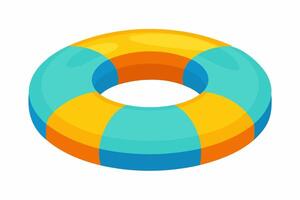 Brightly colored inflatable swim ring. Colorful float for summer swimming. Concept of summer, pool fun, vacation, and water safety. Graphic art. Isolated on white background. Print, design element vector