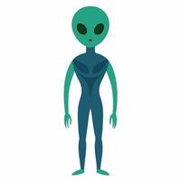 Simple green alien with large eyes isolated on white background. Extraterrestrial being. Minimalistic graphic art. Concept of extraterrestrial life, sci-fi design, space character vector