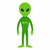 sencillo verde extraterrestre con grande ojos aislado en blanco antecedentes. extraterrestre ser. minimalista gráfico Arte. concepto de extraterrestre vida, ciencia ficción diseño, espacio personaje vector