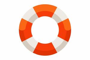 Orange and white lifebuoy ring. Safety flotation device for emergency rescue. Concept of safety, emergency equipment. Graphic art. Isolated on white background. Print, design element vector