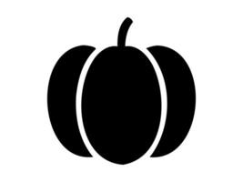 Black pumpkin silhouette illustration isolated on white backdrop. Icon, logo, sign, pictogram. Concept of minimalist Halloween decor, seasonal graphic design, farming, harvest vector