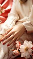 red pink manicure nail polish treatment beauty, ai photo
