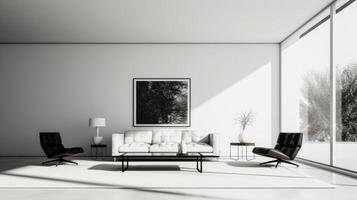 black and white apartment room luxury space, ai photo