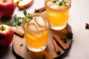 apple cider cinnamon cocktail drinks, ai photo