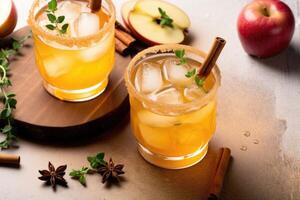 apple cider cinnamon cocktail drinks, ai photo