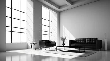 black and white apartment room luxury space, ai photo