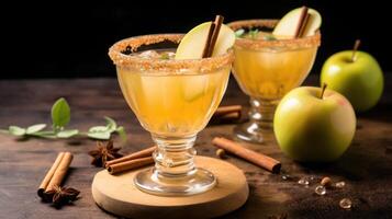 apple cider cinnamon cocktail drinks, ai photo