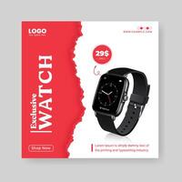 Smart watch banner social media post design, ads banner template vector