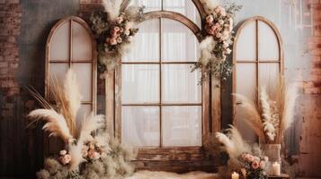 shabby chic cottage wedding room, ai photo