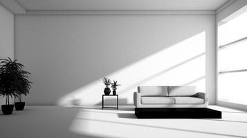 black and white apartment room luxury space, ai photo