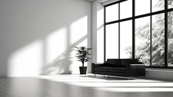 black and white apartment room luxury space, ai photo