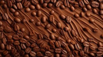 coffee beans caffeine brown texture, ai photo