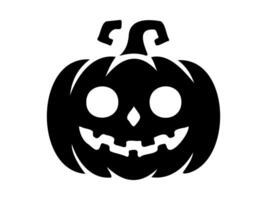 negro silueta de Víspera de Todos los Santos calabaza. obra de arte Jack-o-lantern con un amenazador sonrisa. aislado en blanco. concepto de Víspera de Todos los Santos, festivo decoración, otoño celebracion, escalofriante símbolo. icono. vector