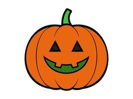 sonriente tallado calabaza personaje. simpático dibujos animados jack-o-lantern. ilustración aislado en blanco antecedentes. concepto de Víspera de Todos los Santos, amigable para niños decoración, festivo espíritu vector