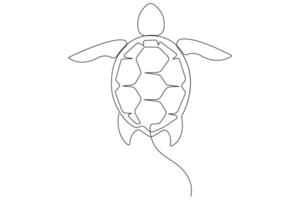 Continuous one line art drawing of sea turtle concept of outline minimalist illustration vector