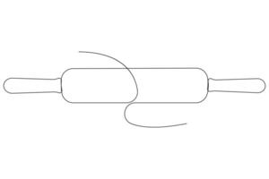 Continuous one line art drawing of a kitchen roller pin vector