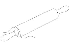 Continuous one line art drawing of a kitchen roller pin vector